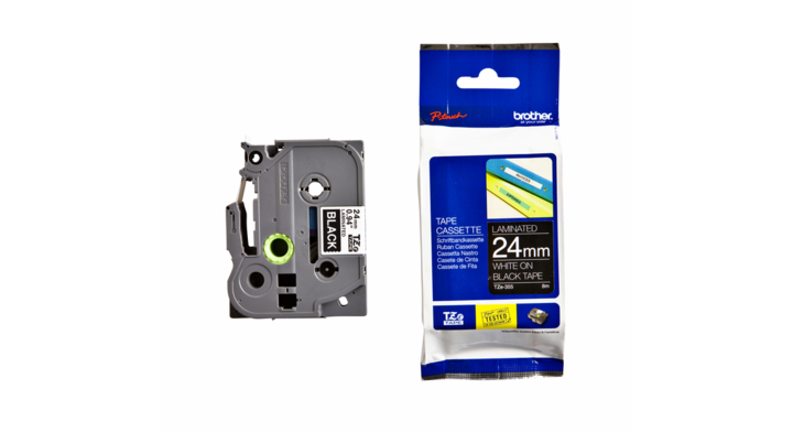 Labeltape brother tze-355 24mmx8m zwart/wit(tze355)