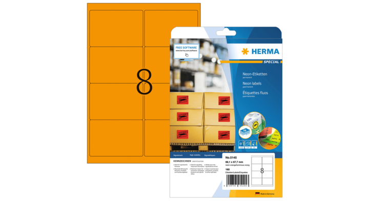 Etiket herma 5145 99.1x67.7mm a4 lc 160st fl or(5145)
