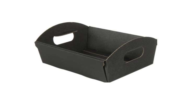 Schaal met handgrepen, karton, 22x16x6cm, zwart (10 stuks)