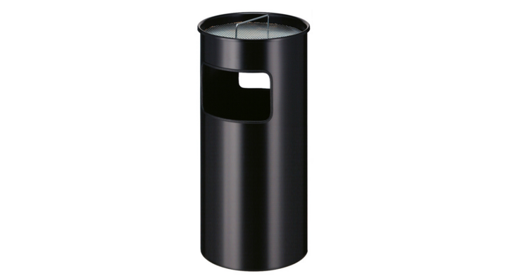 Afvalbak met ashouder, 50 liter, zwart, VB 150290