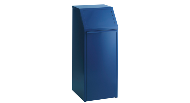 Metalen afvalbak met pushdeksel, 70 liter, blauw, VB 205031