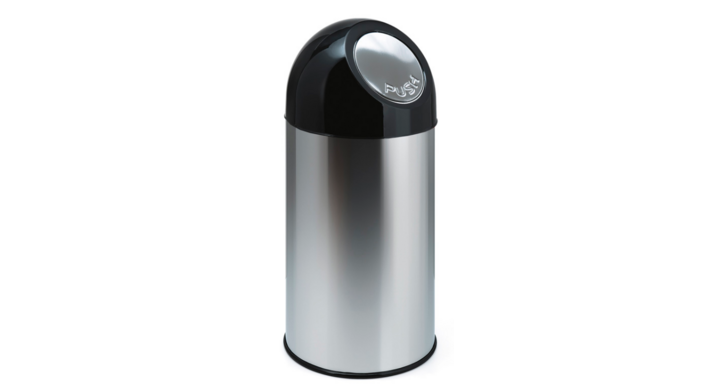 Afvalbak met pushdeksel, 40 liter, RVS/zwart, VB 480001