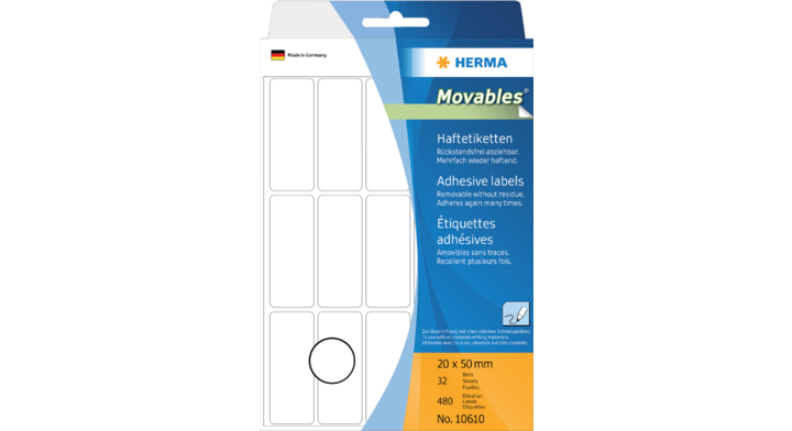 Etiket herma movable 10610 20x50mm 480st