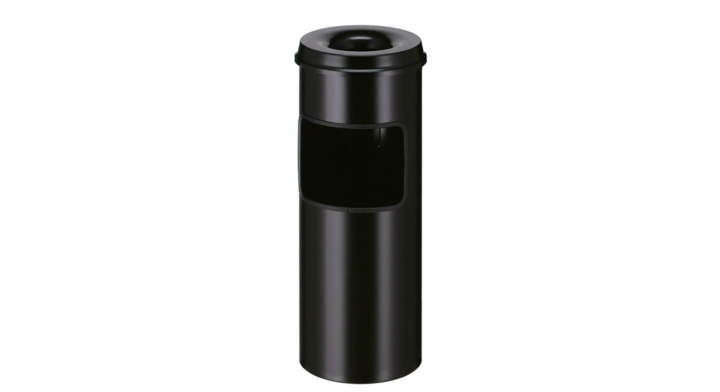 Metalen afvalbak met ashouder, 30 liter, zwart, VB 150195