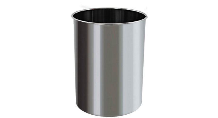 Metalen papierbak, rond, 15 liter, RVS, VB 100104