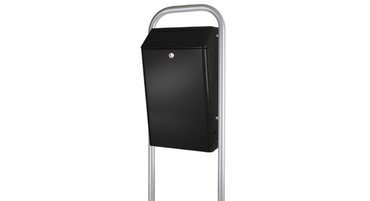 Buitenafvalbak met klep, 50 liter, zwart/grijs, VB 888001