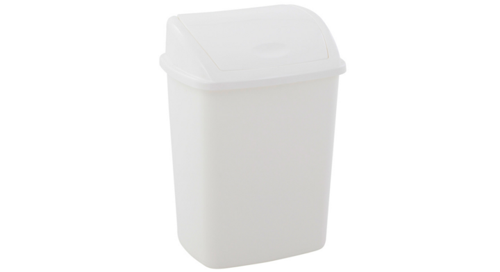 Afvalbak met swingdeksel, 15 liter, wit, VB 200841