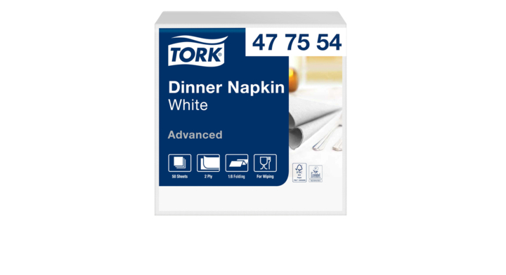 Dinerservet tork advanced achtstevouw 150 vel wit(477554)
