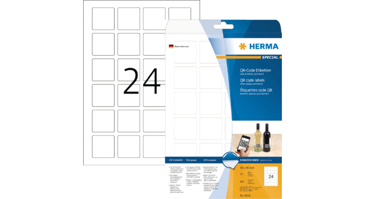 Etiket herma 9642 40x40mm a4 600st wit(9642)