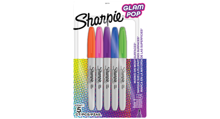 Viltstift sharpie glampop f 5st assorti(2201774)
