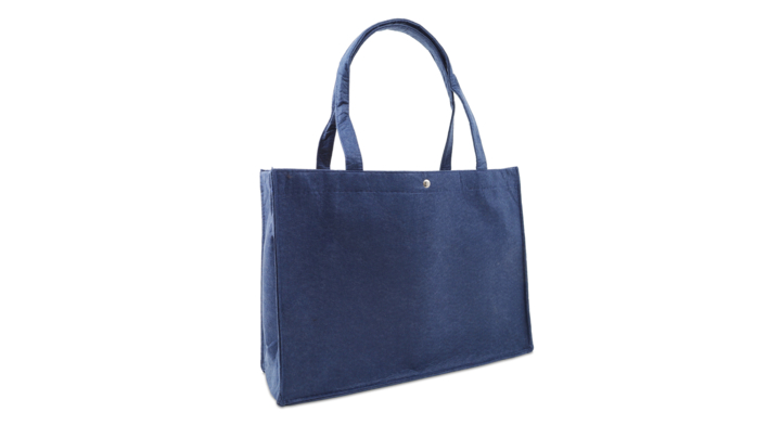 Draagtas, 45+15x33cm, vilt met drukknoop, d.blauw (50 stuks)
