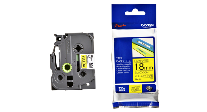 Lettertape brother p-touch tz641 18mm geel/zwart
