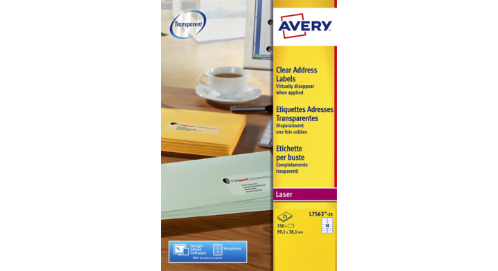 Etiket avery l7563 99.1x38.1mm tranps 350st