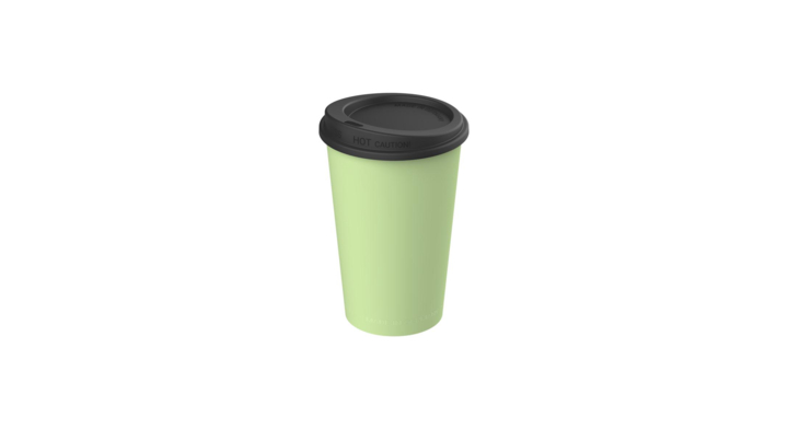 Kunststof beker to go, 300ml, groen met zwart deksel