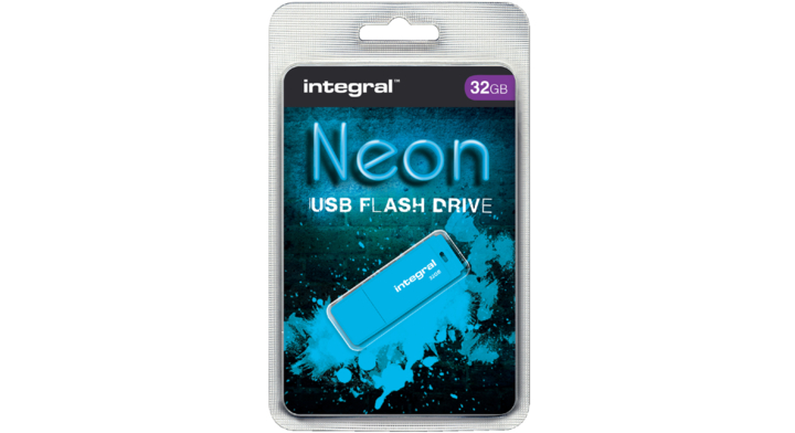 Usb-stick integral fd 32gb neon blauw(infd32gbneonb)