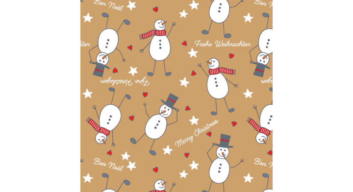 Cadeaupapier, kerst, 50cm x 200 meter, D095, bruin