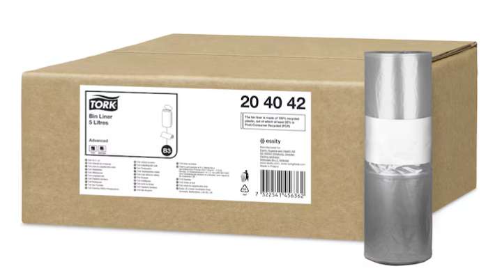 Tork | Afvalzak | 33x40cm | 5 Liter | B3 | Transparant | 204042 (20 rollen x 50 zakken)