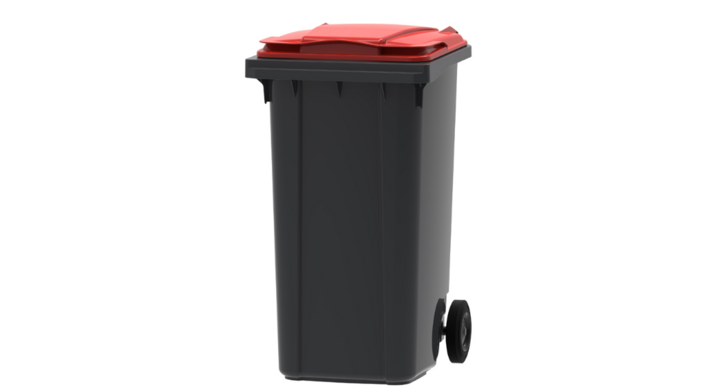 Rolcontainer, 240 liter, grijs/rood, VB 240000