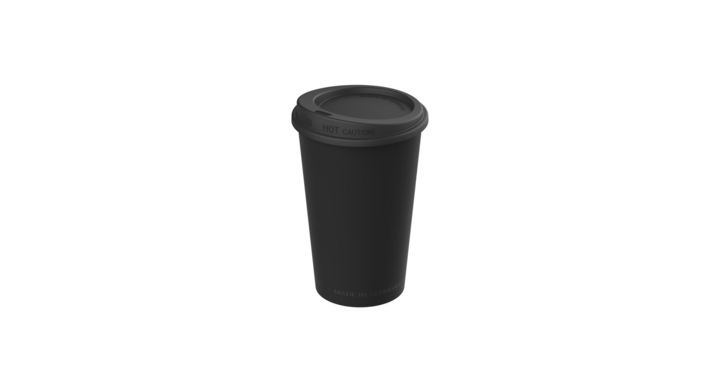 Kunststof beker to go, 330ml, zwart met zwart deksel