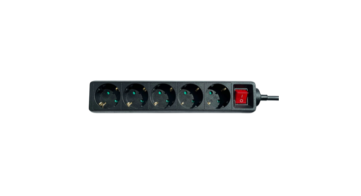 Stekkerdoos brasq  5 voudig 1.4 meter zwart(8742613)