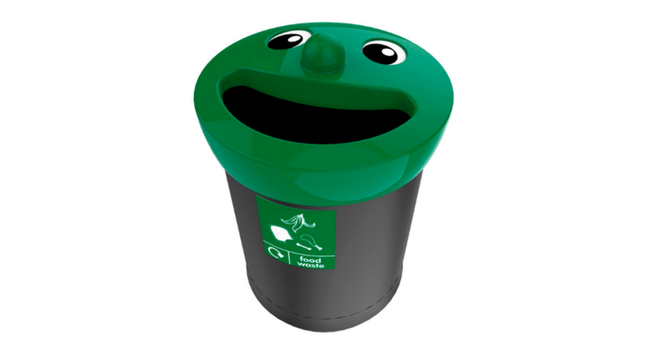 Smiley face afvalbak, 52 liter, zwart/groen, VB 719440