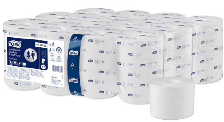 Tork OptiServe | Hulsloos Toiletpapier | 820 Vel | 2-Laags | T7 | Wit | 472630 (24 stuks)