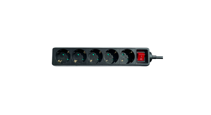 Stekkerdoos brasq  5 voudig 3 meter zwart(8742615)