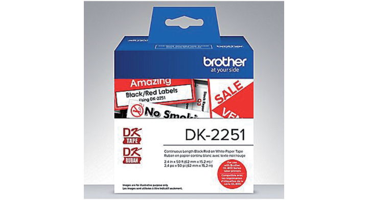 Label etiket brother dk-22251 62mmx15.24m zw/rd(dk22251)
