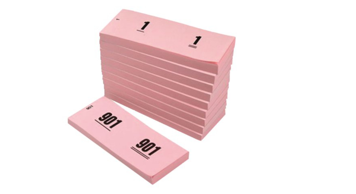 Nummerblok, 41x122mm, nummering 1-1000, roze (10 stuks)