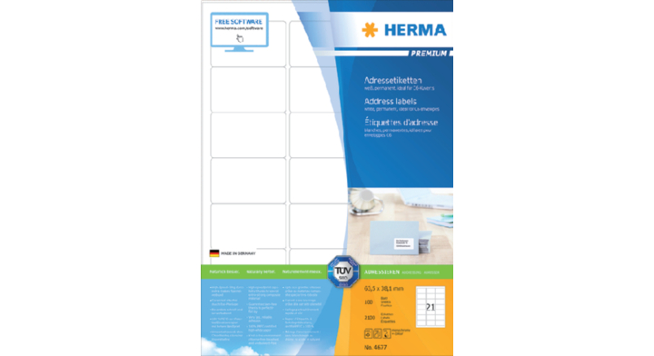 Etiket herma superpr 4677 63.5x38.1mm 2100st