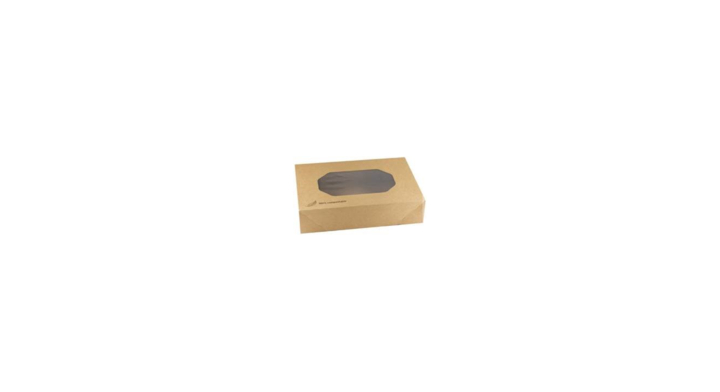 Cateringdoos, bruin kraft met venster, 36x25x8cm (50 stuks)