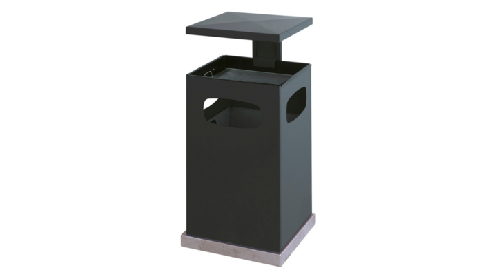 Afvalbak met ashouder en afdak, 80 liter, antraciet, VB 201222