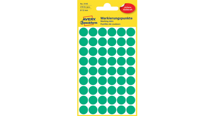 Etiket avery zweck 3143 12mm groen 270st
