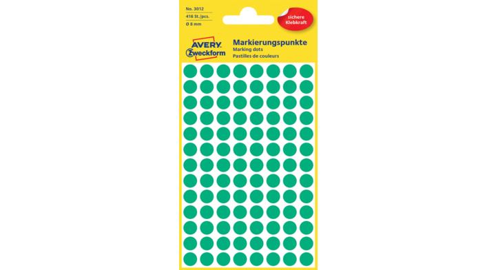 Etiket avery zweck 3012 8mm groen 416st