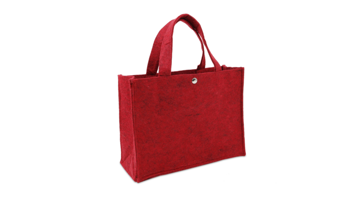 Draagtas, 27+10x20cm, vilt met drukknoop, bordeaux (100 st)