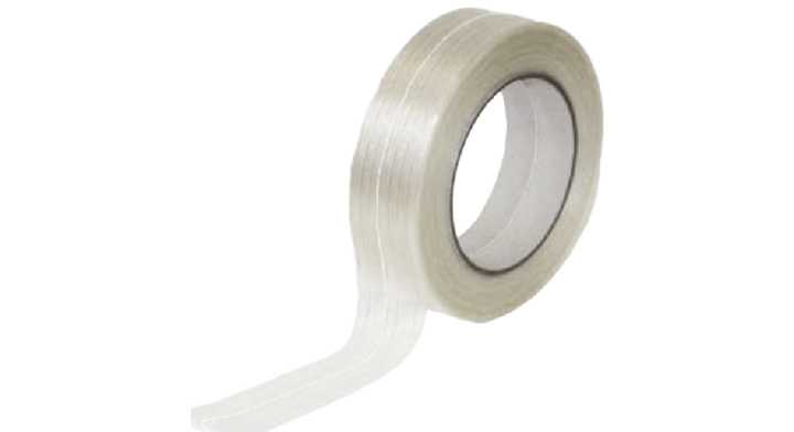 Lengte versterkte tape, glasweefsel, 50mm x 50m, transparant