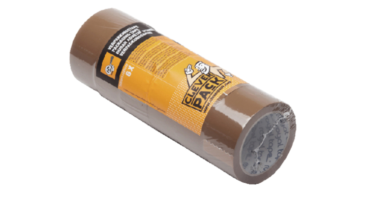 Verpakkingstape cleverpack pp 50x66 ln bruin, 6 rol