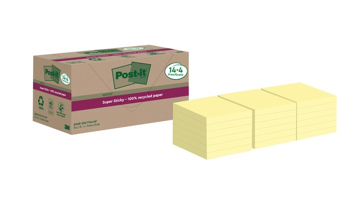 Memoblok 3m post-it 654 rss12cy 76mmx76mm gl 14+4(654 rsscy
