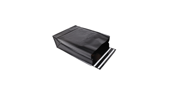 Verzendzak, plastic, 30+14x47cm+klep, zwart (125 stuks)