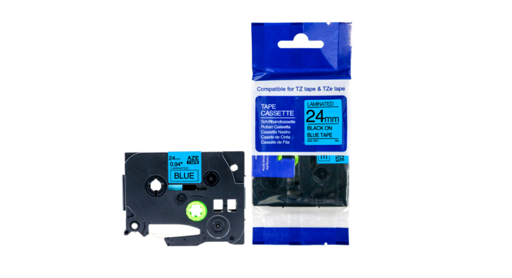 Compatible Lettertape brother TZE-551 24mm zwart op blauw