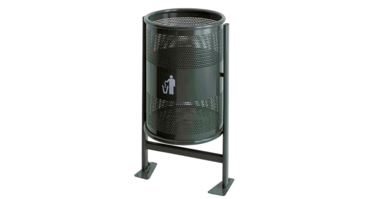 Afvalbak rond op paal, 60 liter, grafiet, VB 712000