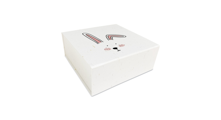 Luxe pasen magneetdozen,Rabbit, 22x16,5x3cm, wit, (25st)
