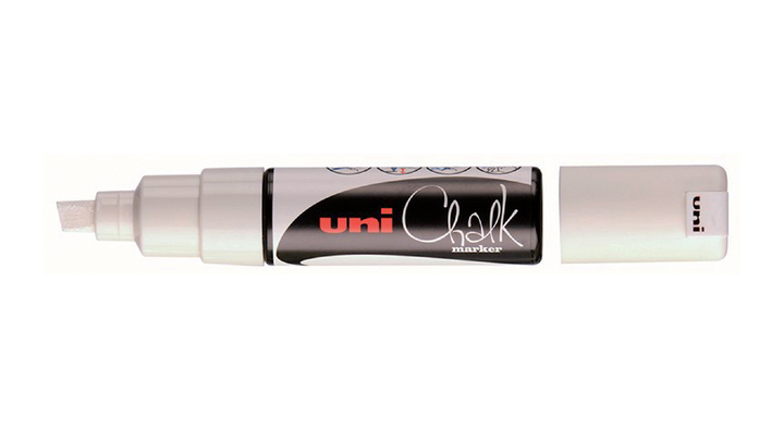 Uni-ball Chalkmarker, krijtstift, 8mm, schuin, wit, PWE8K BL
