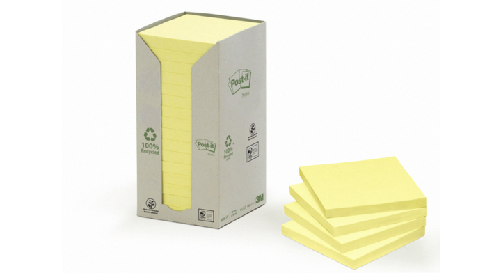 Memoblok 3m post-it 654 kringloop geel