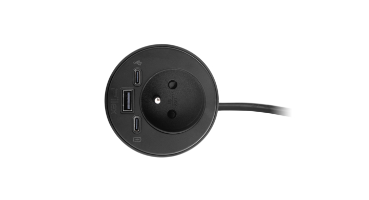 Filex, Power-Spot, USB A+C, data extension, zwart