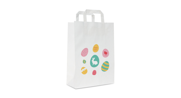 Pasen papieren draagtassen, (18+8x22cm), wit, 250st