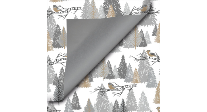 Cadeaupapier Kerst, 30cm x 200 meter, D90196, zilver