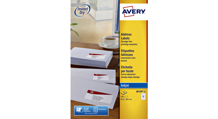 Etiket avery j8160-10 63.5x38.1mm 210st