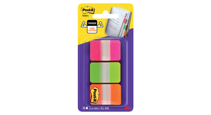3M Post-It 686, indextabs, 25.4x38mm, strong, assorti (36st)