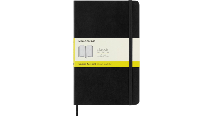 Notitieboek moleskine large 130x210 ruit 5x5 sc zw(qp617)